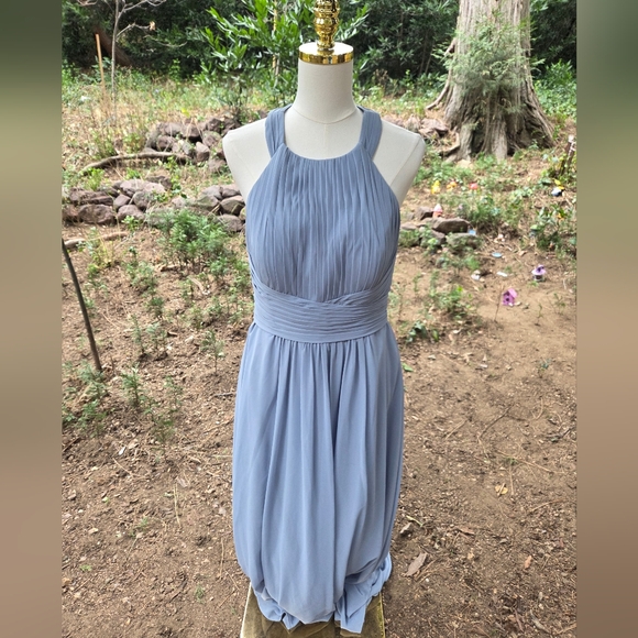 Azazie Dresses & Skirts - Azazie Blue‎ Halter Maxi Gown - Bridesmaid Dress For Wedding